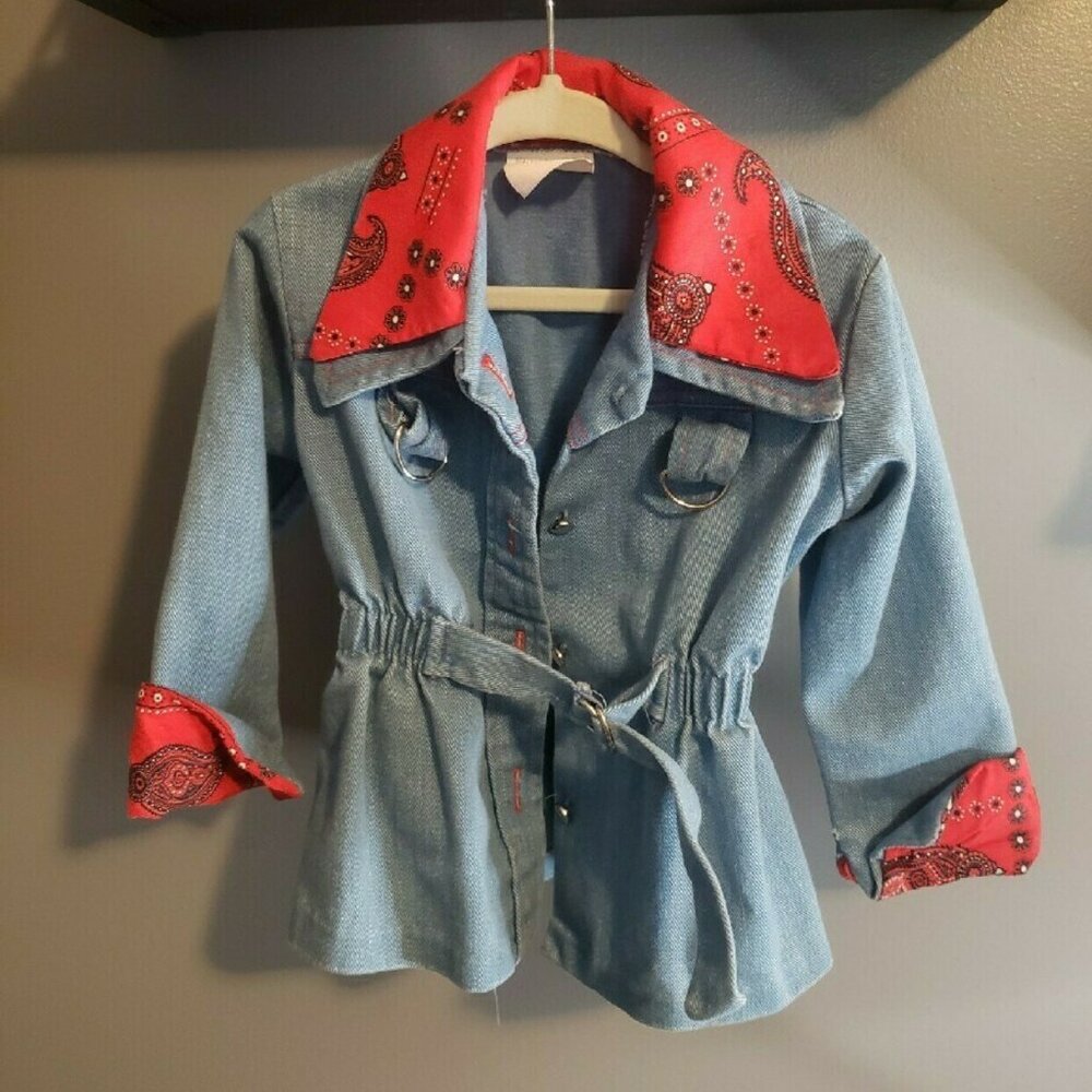 vintage toddler girls denim jacket 3/4